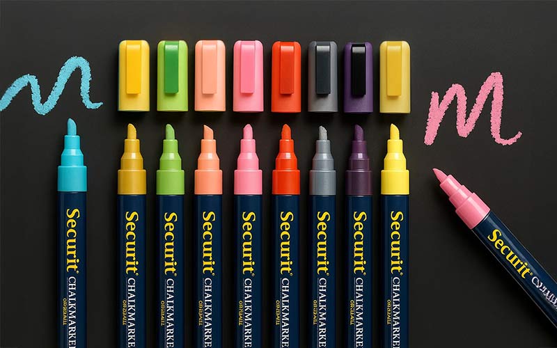 Liquid chalk markers - wet wipe pens in 3 sizes