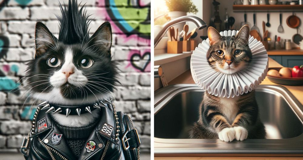 Cats in creative AI generated outfits
