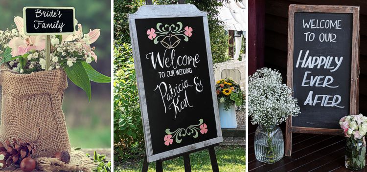 Wedding chalkboards black boards welcome signs table names