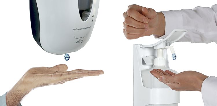 Automatic and manual hand sanitiser dispensersWhat is the difference?