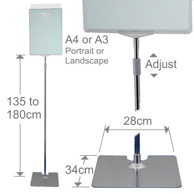 Chrome sign stand dimensions diagram