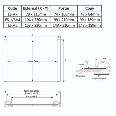 Dimensions of 15mm Edge Snap door signs