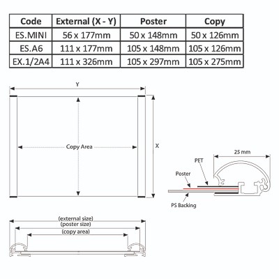 Dimensions of 25mm Edge Snap door signs