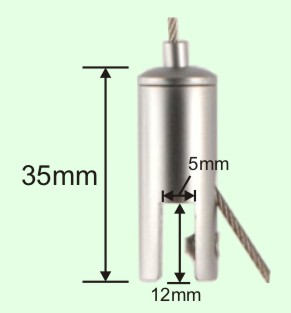 Panel gripper for 1.5mm wire rope Dimensions |sign-holders.co.uk