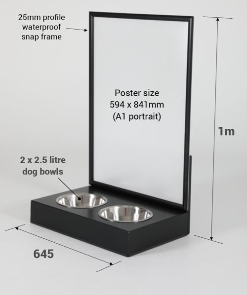 Dimensions of twin-bowl stands