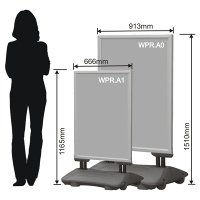 A0 pavement signs are shoulder height while A1 signs come up to waist height