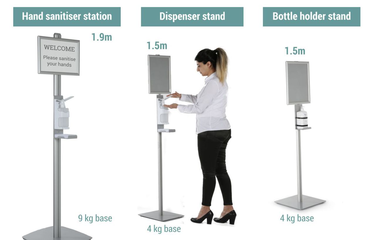 Our range of freestanding hand sanitiser stands